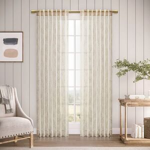 Ricardo -  Sheer Leaf Rod Pocket w/Back Tabs Panel 52x96 Oatmeal